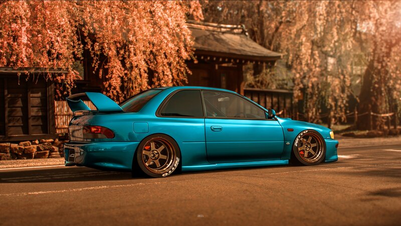 Blue Modified Car — Serene, Autumn