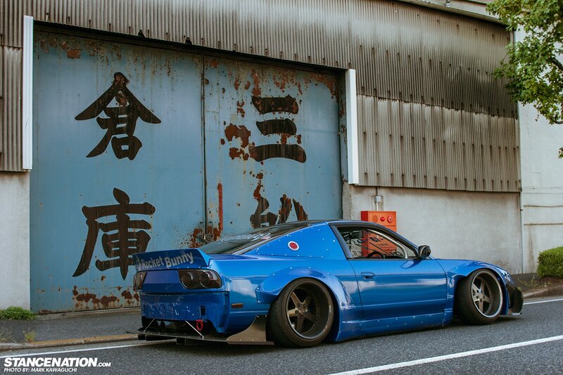 Blue Modified Car — Urban, Afternoon, Photograph, Garage Door