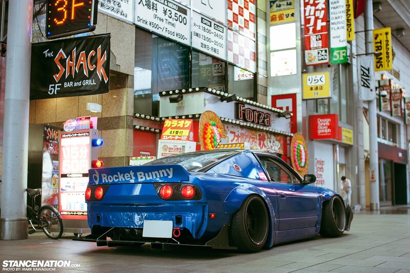 Blue Modified Car — Urban, Night