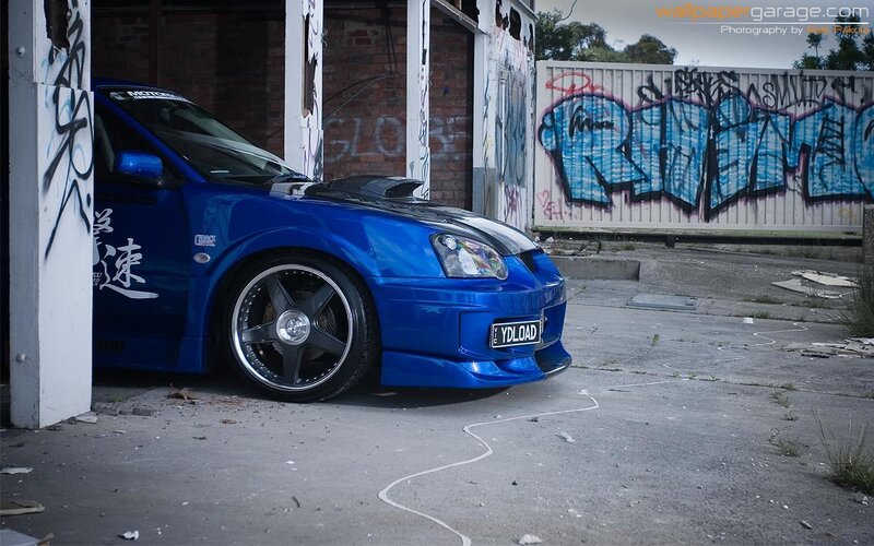 Blue Modified Car — Urban, Photograph
