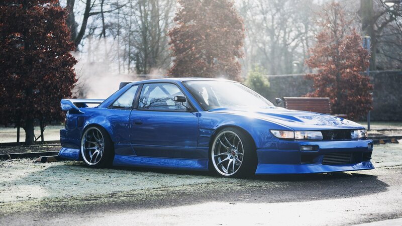 Blue Modified Coupe — Dramatic, Autumn