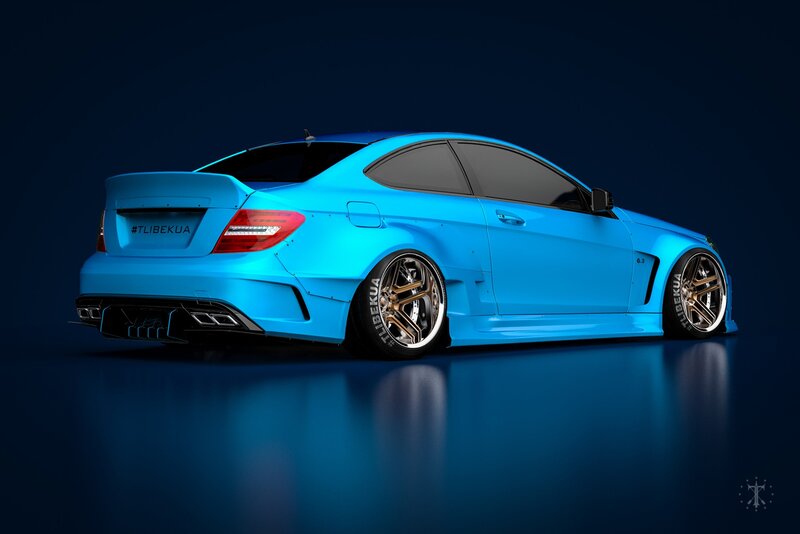 Blue Modified Coupe — Dramatic, Digital Art