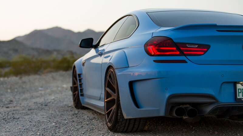 Blue Modified Coupe — Dramatic, Sunset