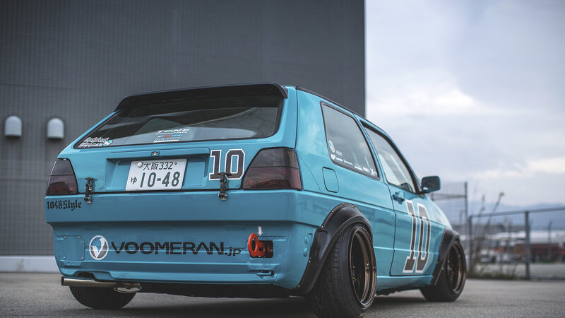 Blue Modified Hatchback — Dramatic, Photograph