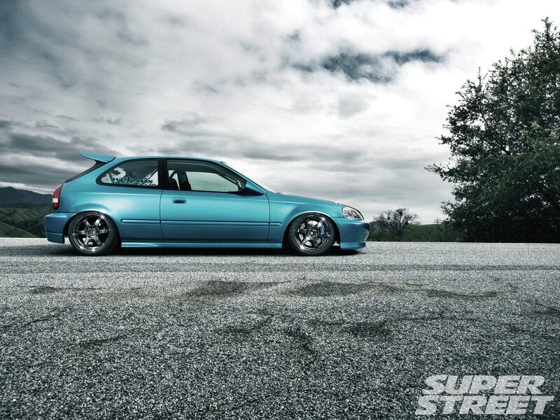 Blue Modified Hatchback