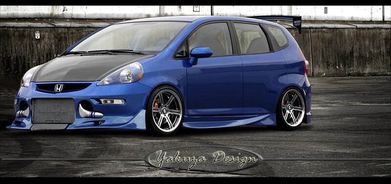 blue modified honda fit
