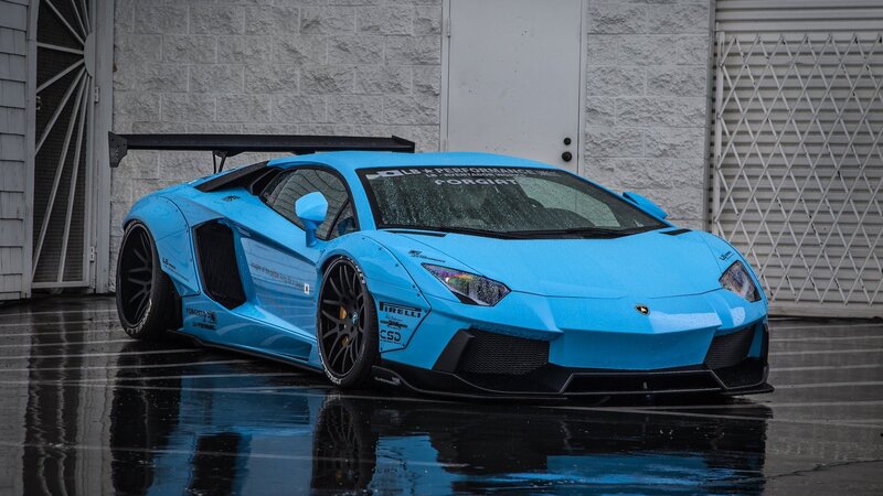 Blue Modified Lamborghini — Dramatic, Photograph