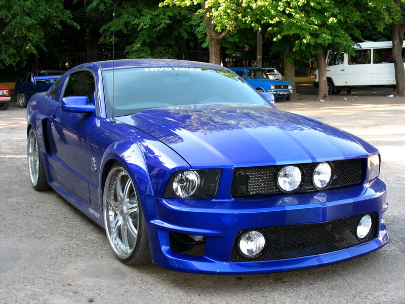 blue modified mustang car