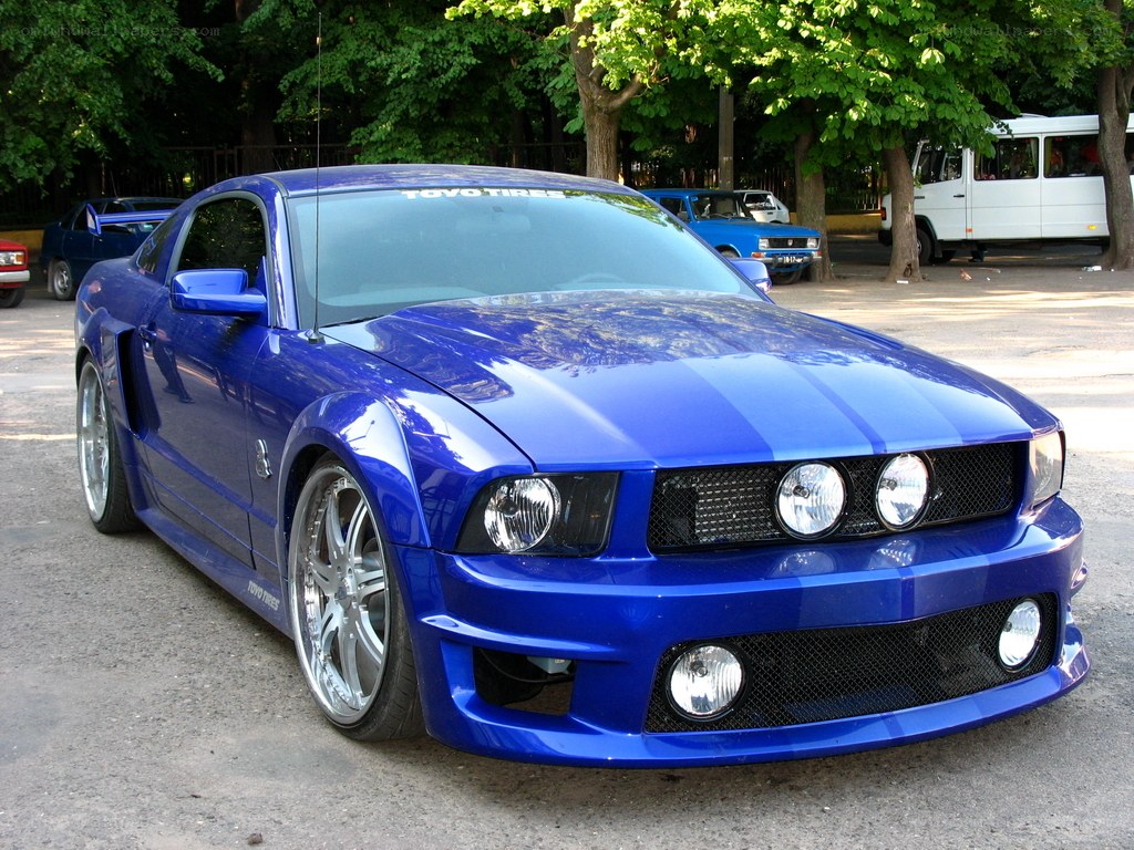 blue modified mustang car