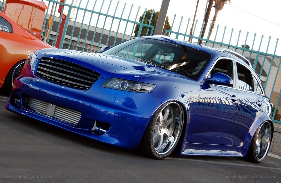 blue modified sedan car