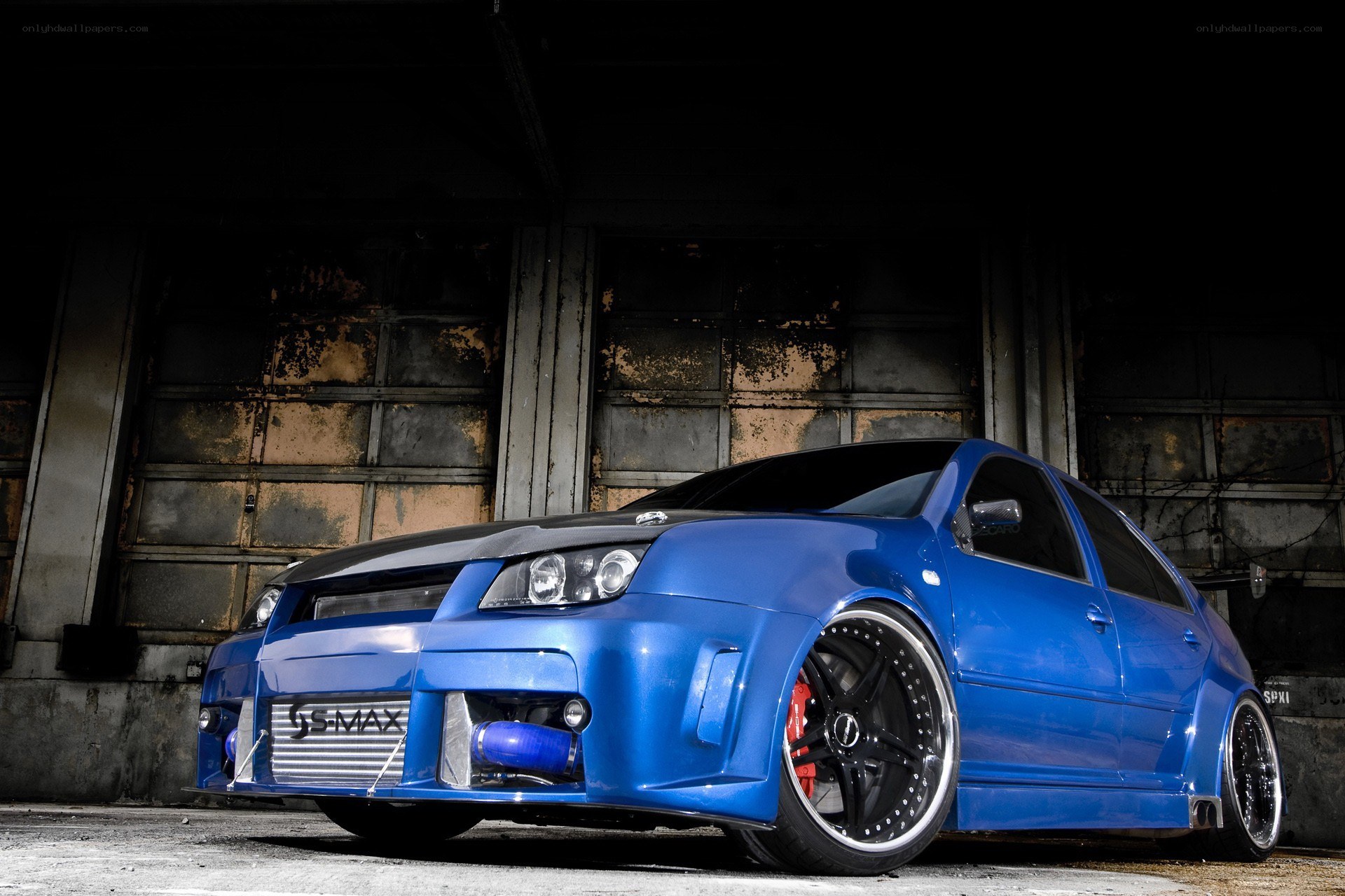 blue modified sedan car