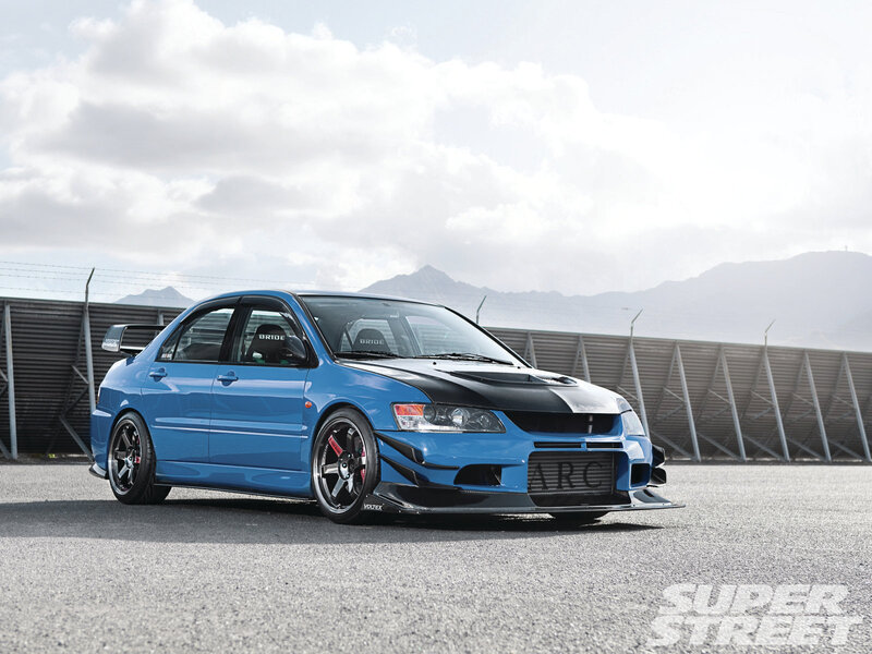 Blue Modified Sedan — Dramatic, Afternoon, Photograph