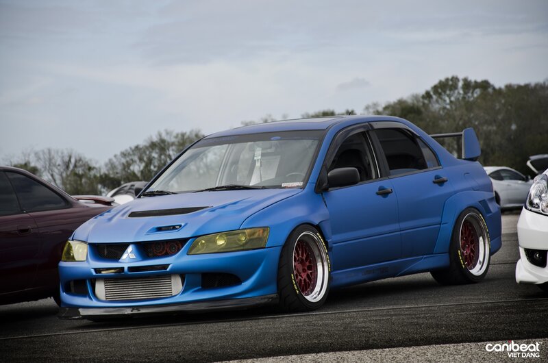 Blue Modified Sedan — Dramatic, Photograph, Car, Tire