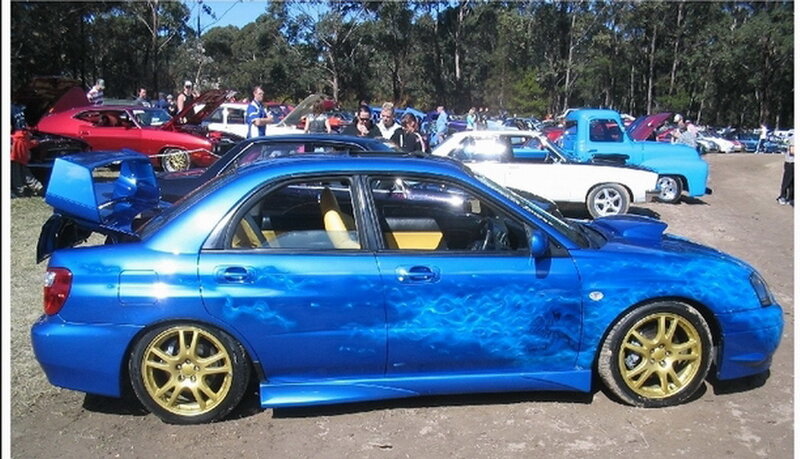 Blue Modified Sedan — Outdoor