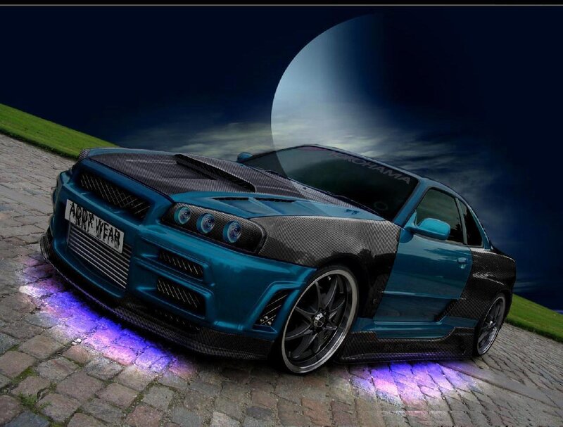 blue modified sports car