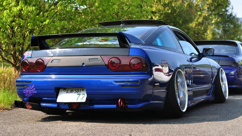 Blue Modified Sports Car — Calm, Afternoon, Photograph, Trees