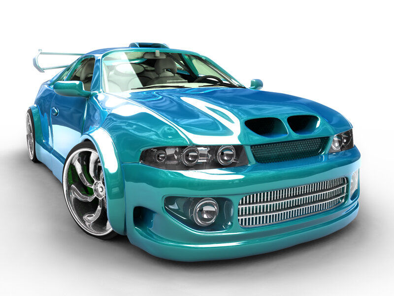 Blue Modified Sports Car — Cyan