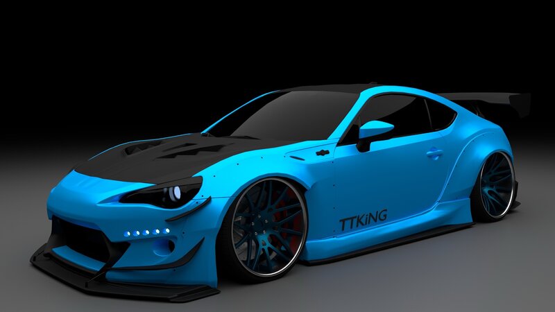 Blue Modified Sports Car — Dramatic, 3d Render