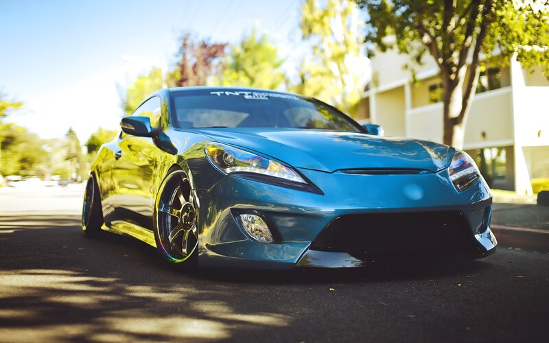 Blue Modified Sports Car — Dramatic, Afternoon, Photograph