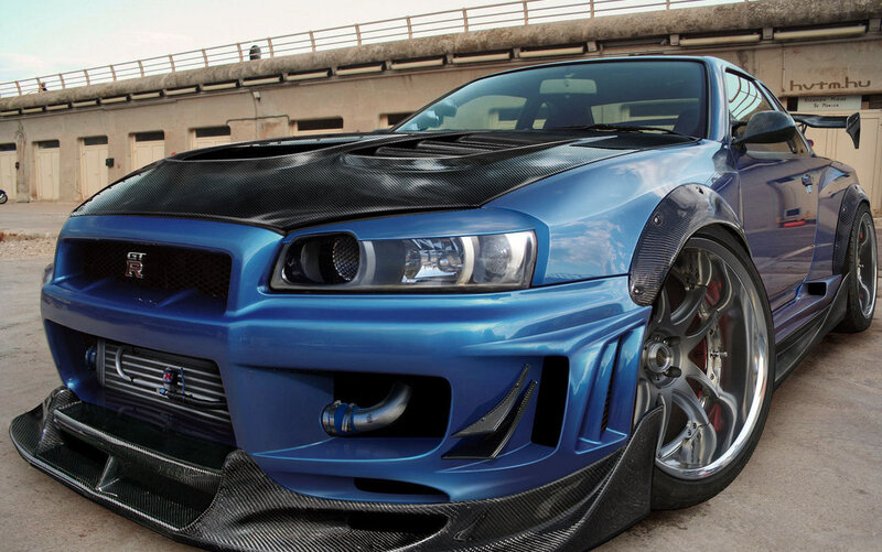 Blue Modified Sports Car — Dramatic, Afternoon