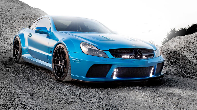 Blue Modified Sports Car — Dramatic, Photograph