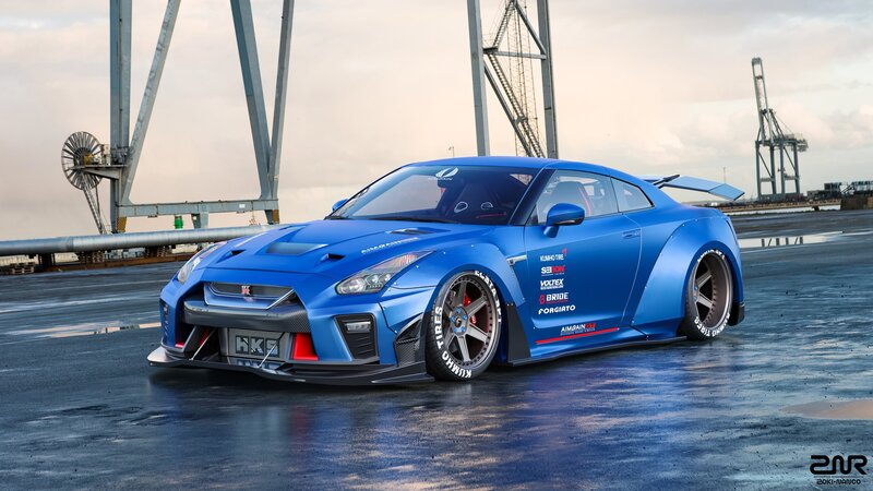 Blue Modified Sports Car — Dramatic, Sunset, 3d Render