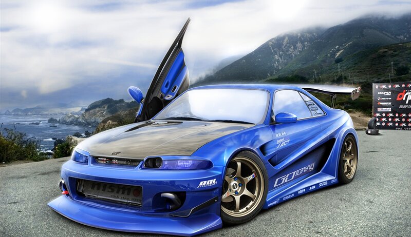 Blue Modified Sports Car — Dramatic