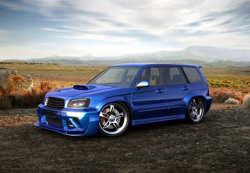 Blue modified SUV in desert