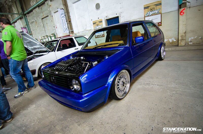 Blue modified Volkswagen at car show