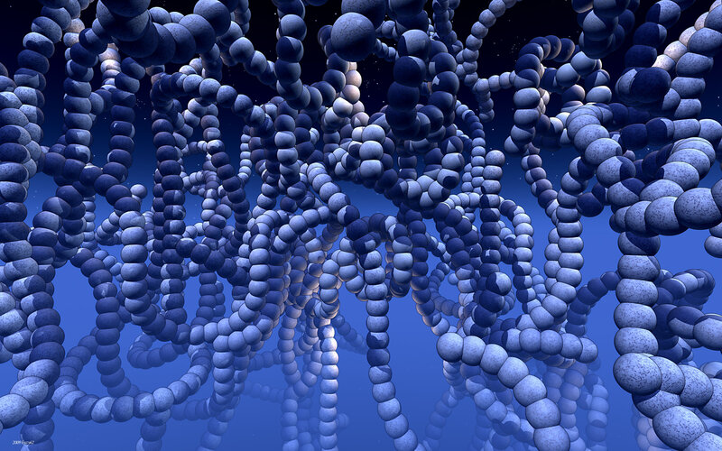 blue molecular structures