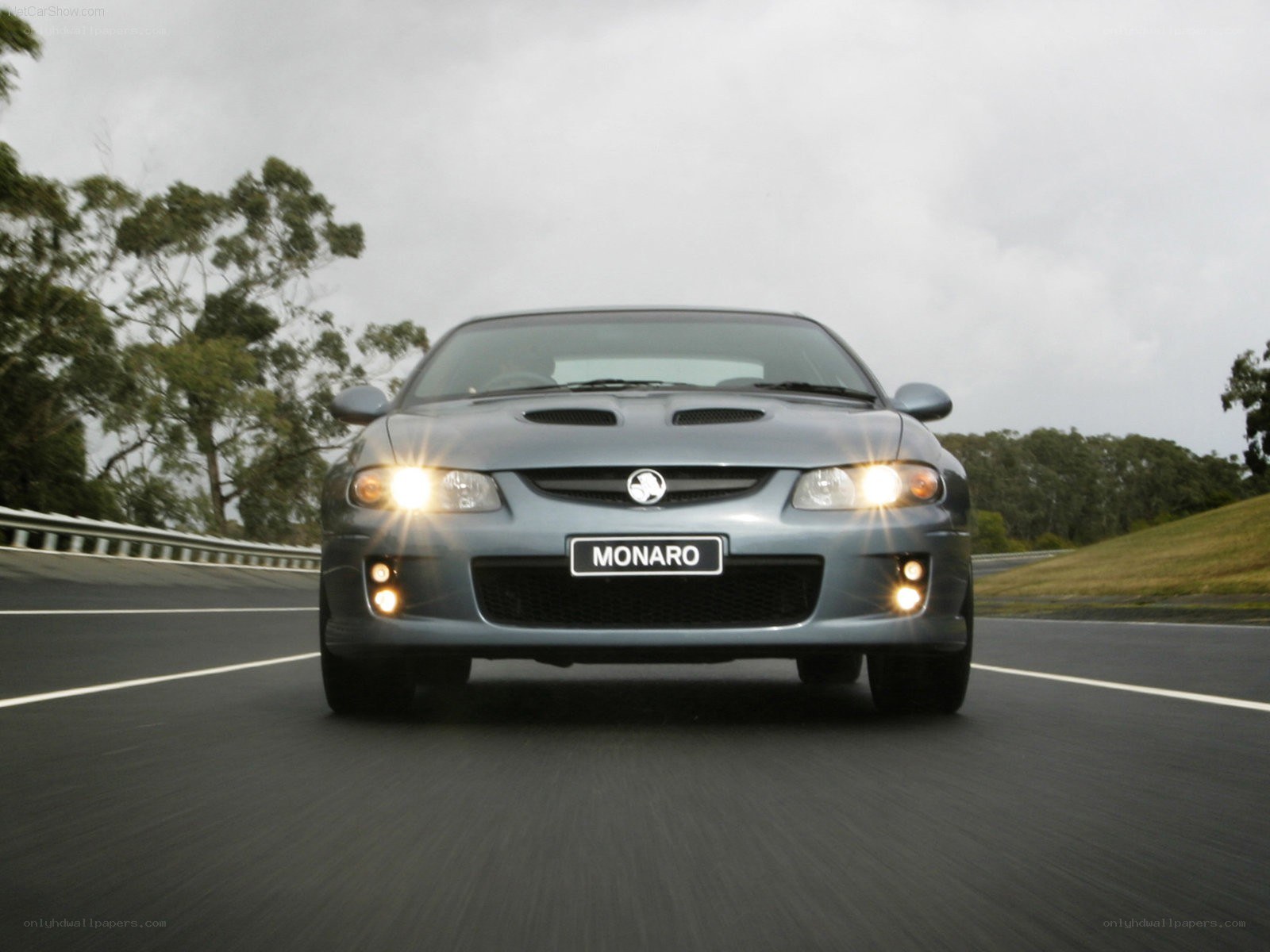 Blue Monaro on a road