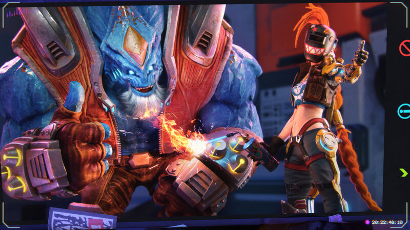 Blue Monster and Female Character