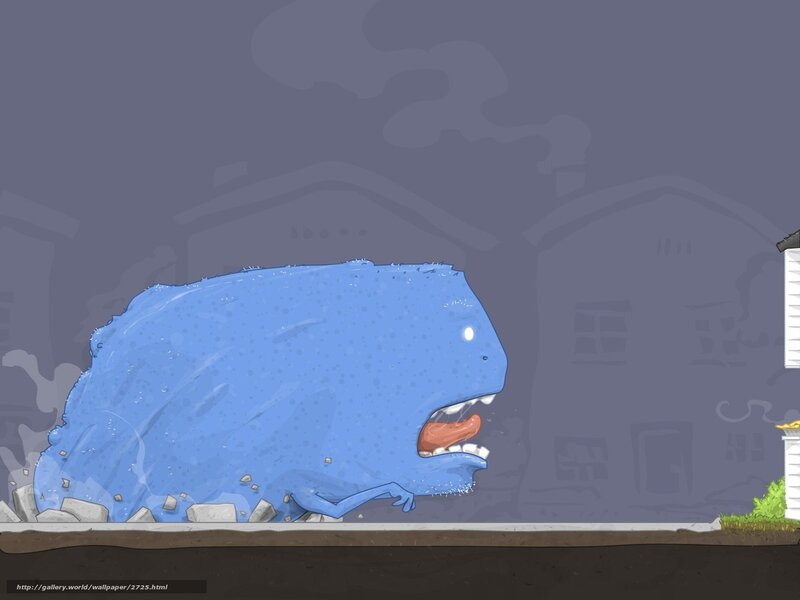 Blue monster emerging from ground