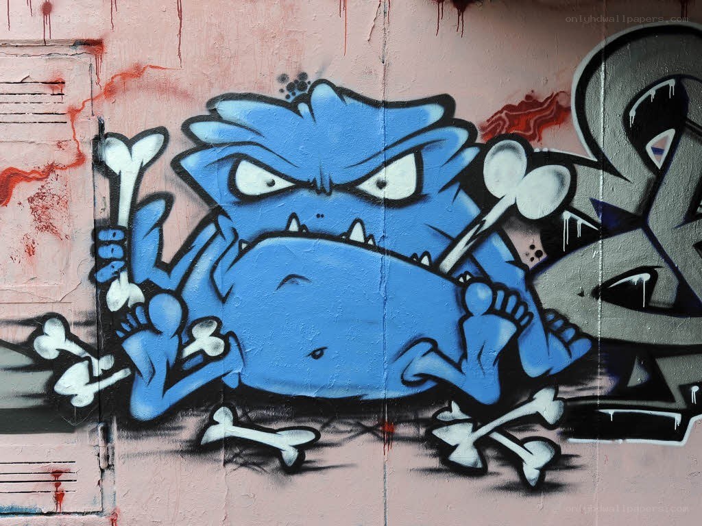 Blue monster graffiti art