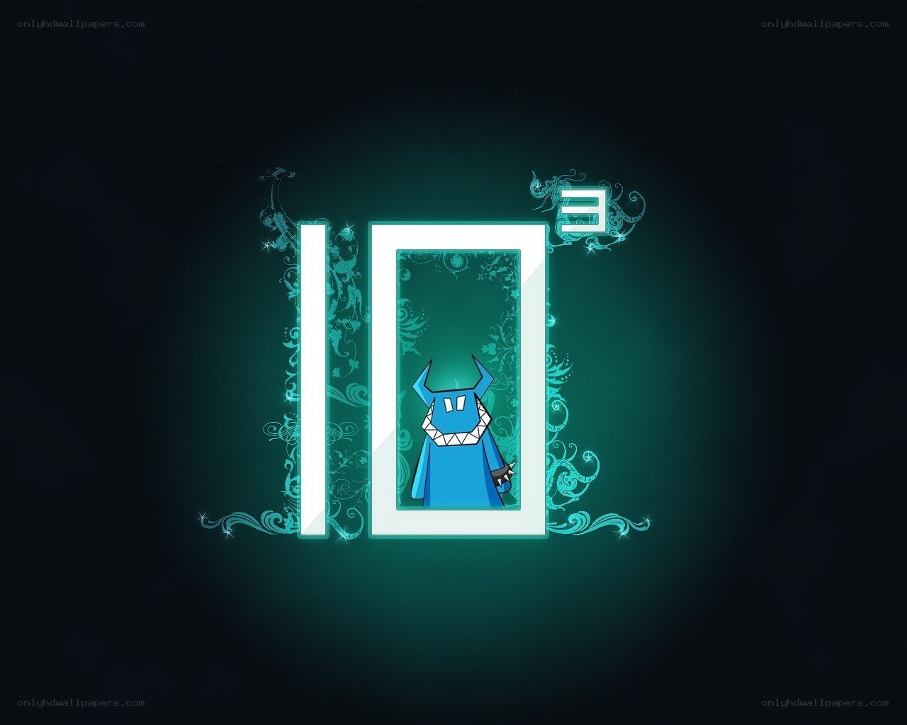 Blue monster in a glowing frame