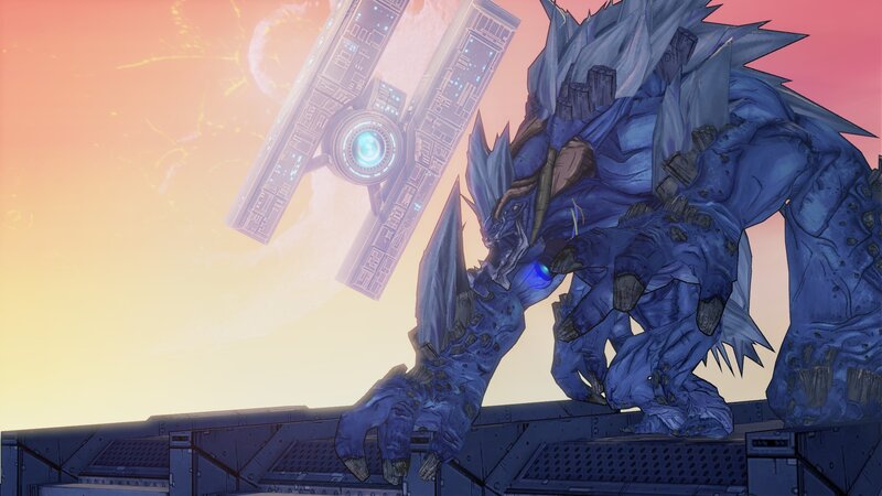 Blue monster on a platform