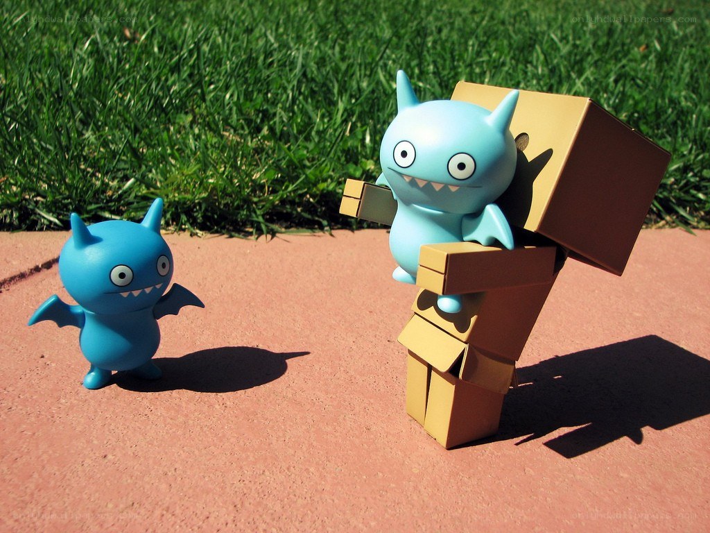 Blue monster toys outdoors