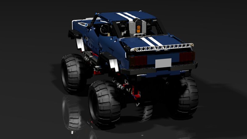 Blue Monster Truck — Dark, 3d Render