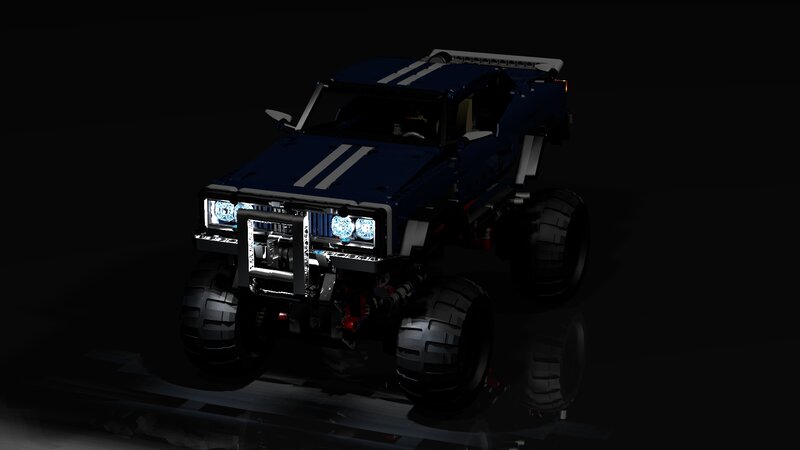 Blue Monster Truck — Dark, Night
