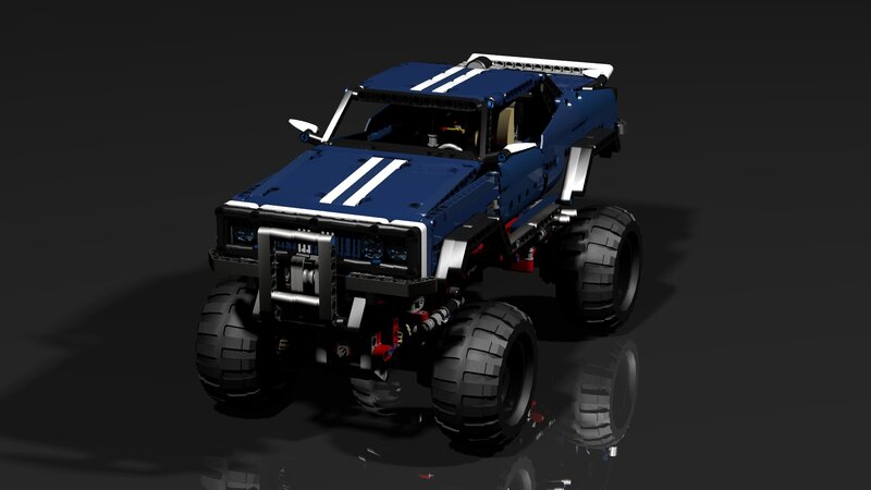 Blue Monster Truck — Dramatic, 3d Render