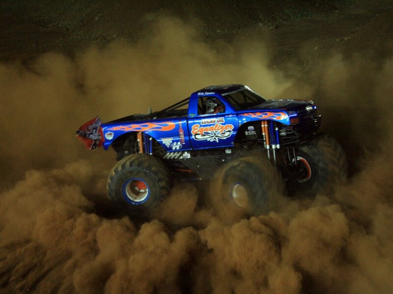 Blue Monster Truck — Dramatic, Night, Photograph