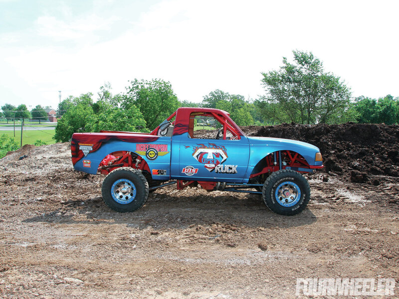 Blue Monster Truck — Outdoor, Afternoon, Photograph, Mud