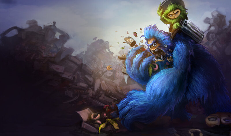 blue monster with green rider