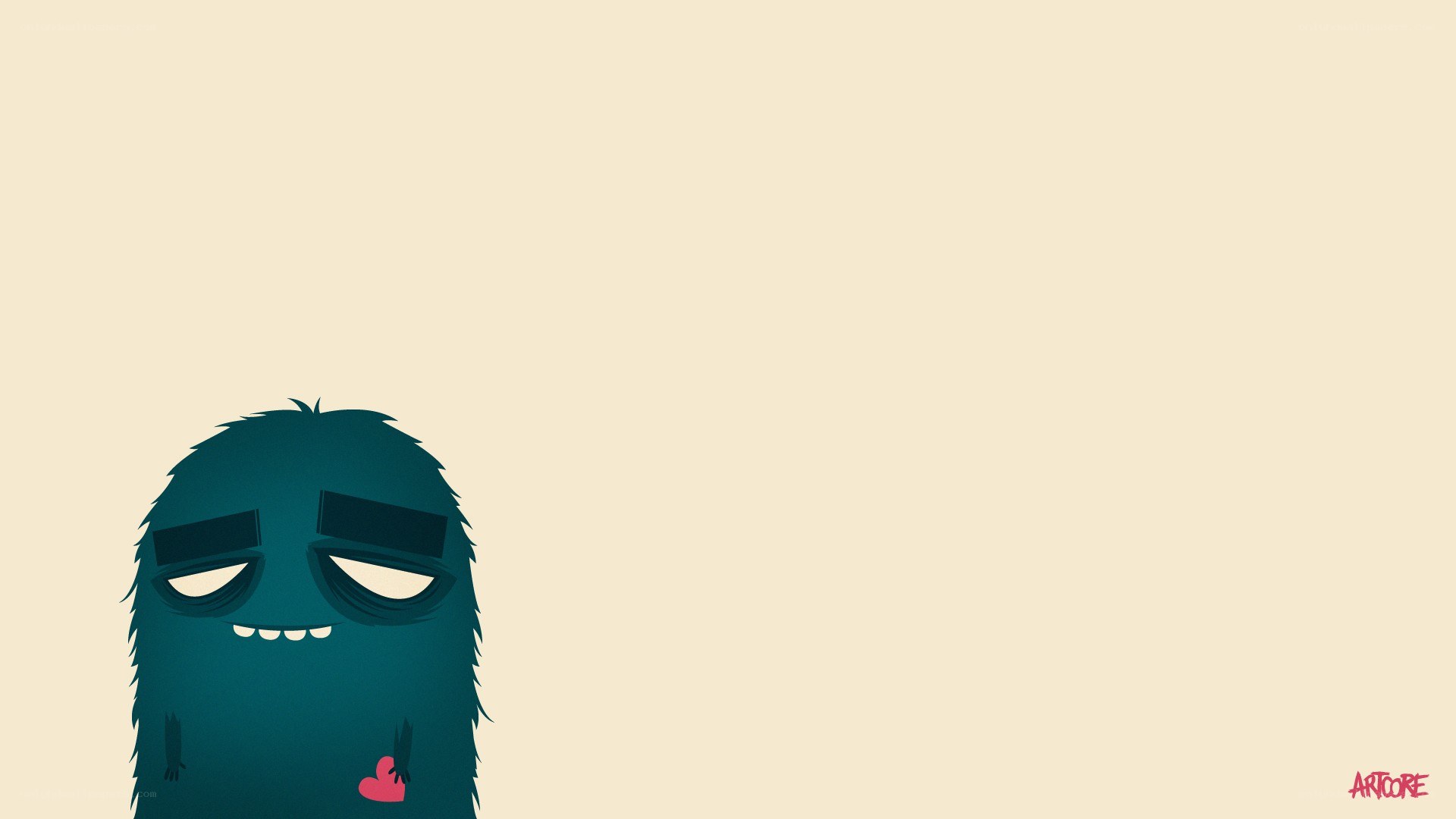 blue monster with heart