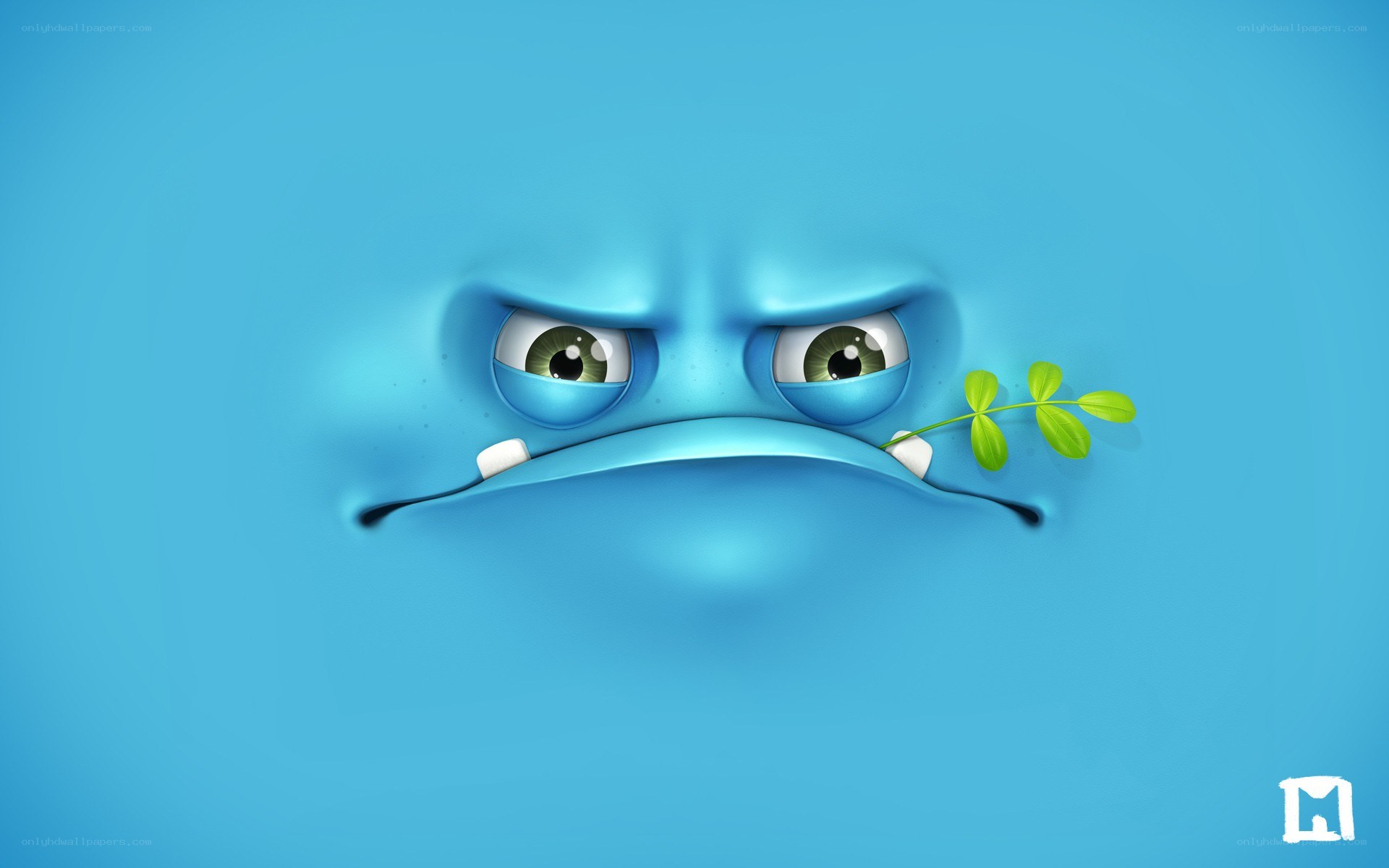 blue monster with plant