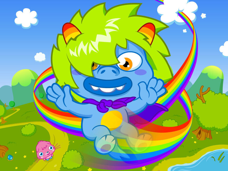 Blue Monster with Rainbow