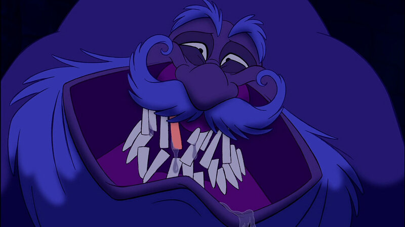 blue monster with sharp teeth