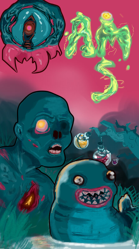 Blue Monsters in Swamp