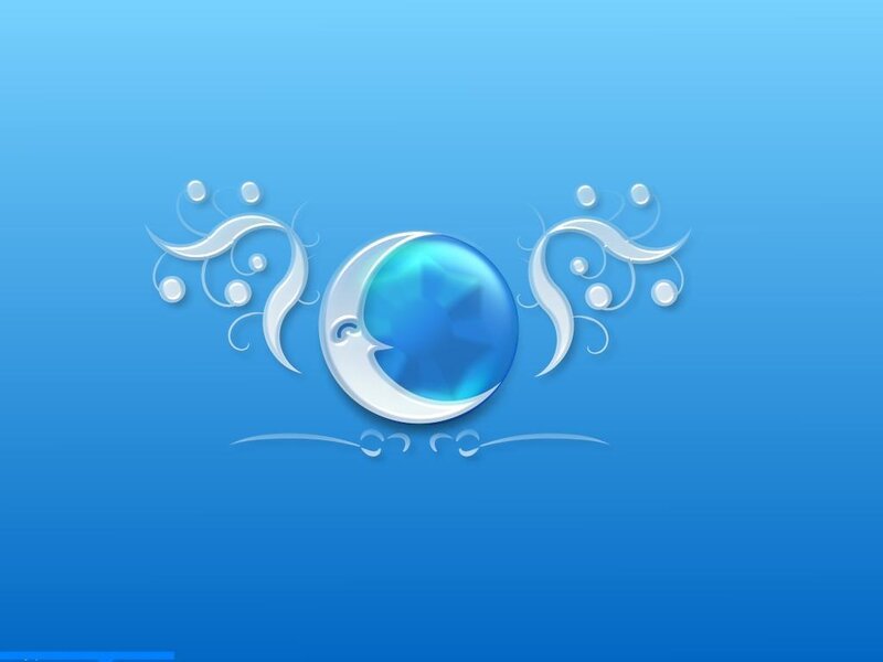 blue moon design with swirls
