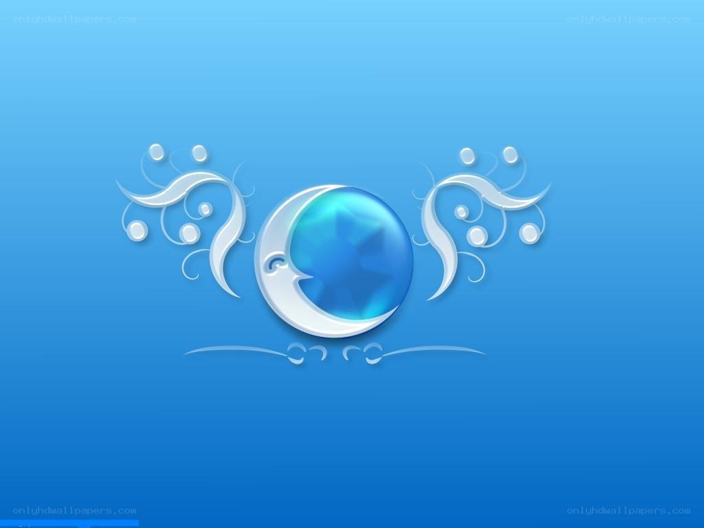 blue moon design with swirls